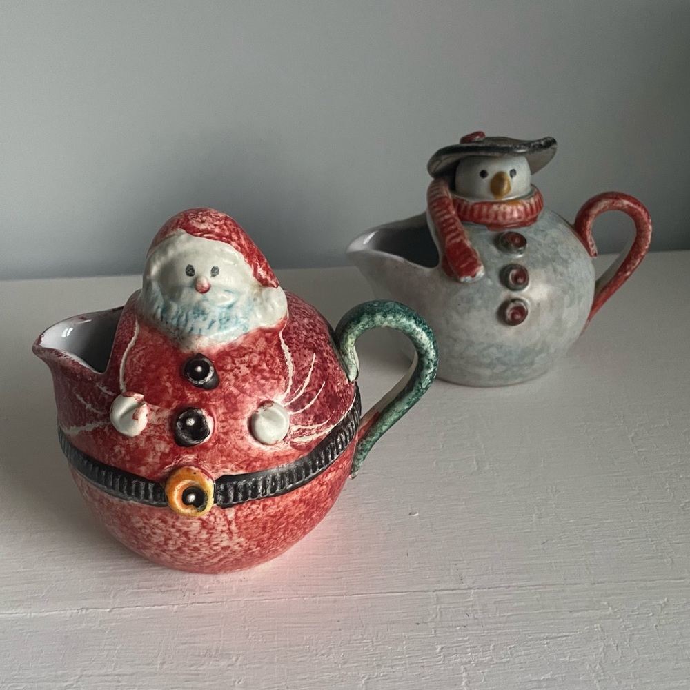 Santa and Snowman Creamer Ceramics Made in Italy